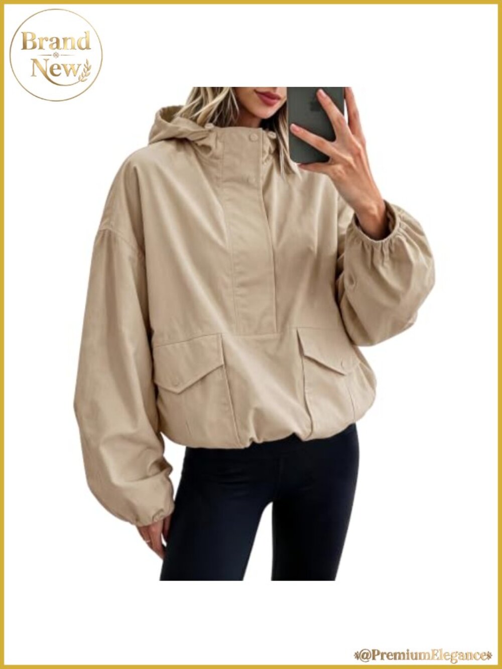 Womens Windbreaker Jacket Hooded Half Zip Lightweight Hiking Coat